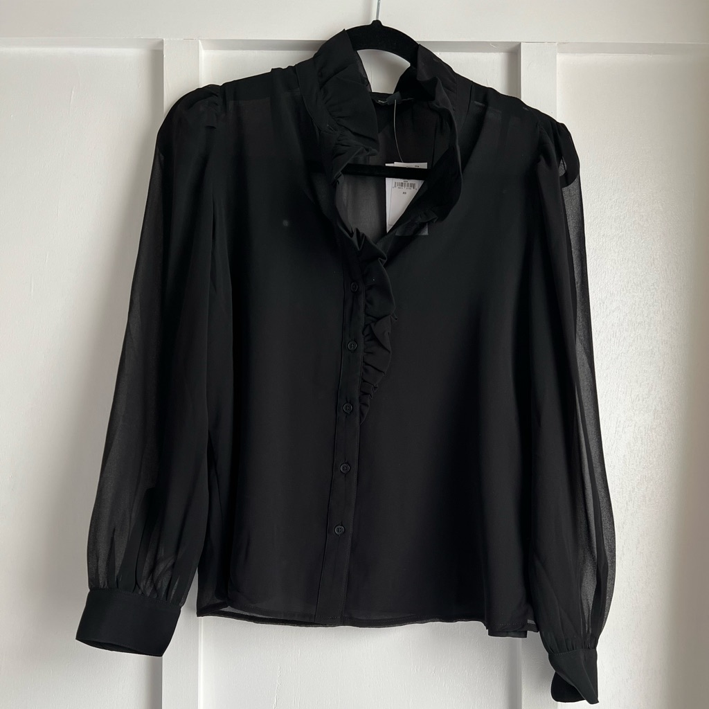 Button Up Ruffle Collared Blouse